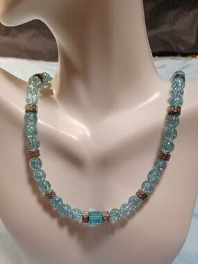 Czech Crackle Glass Beaded Neklace